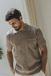 Camicia a maniche corte beige