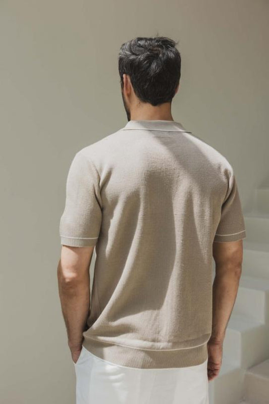 Camicia a maniche corte beige