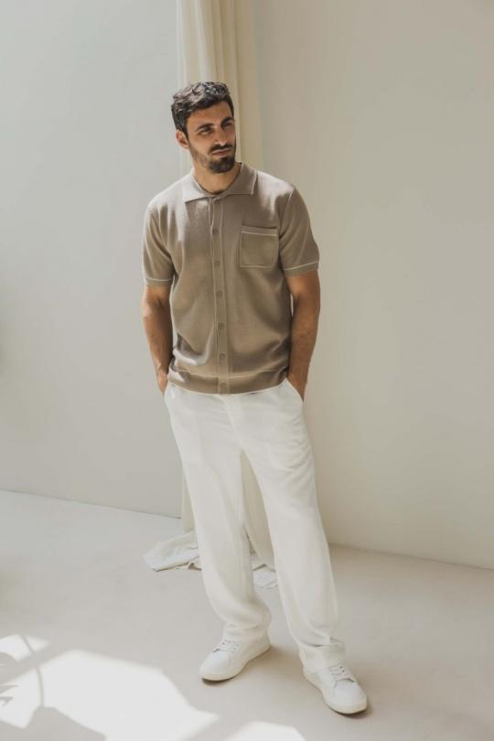 Camicia a maniche corte beige