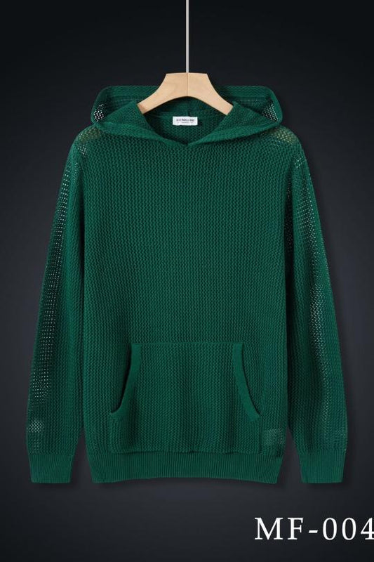 Maglione uomo con cappuccio verde